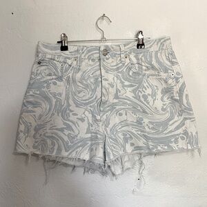 Zara Swirl High Waist Cut Off Denim Shorts